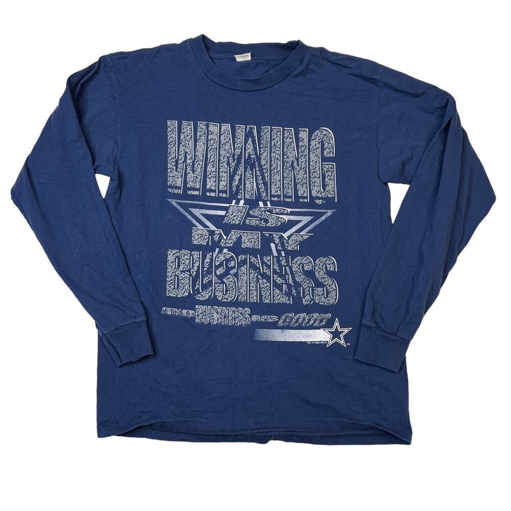 NFL Vintage 90s Dallas Cowboys Long Sleeve Tee T-Shirt Blue Youth 14/16